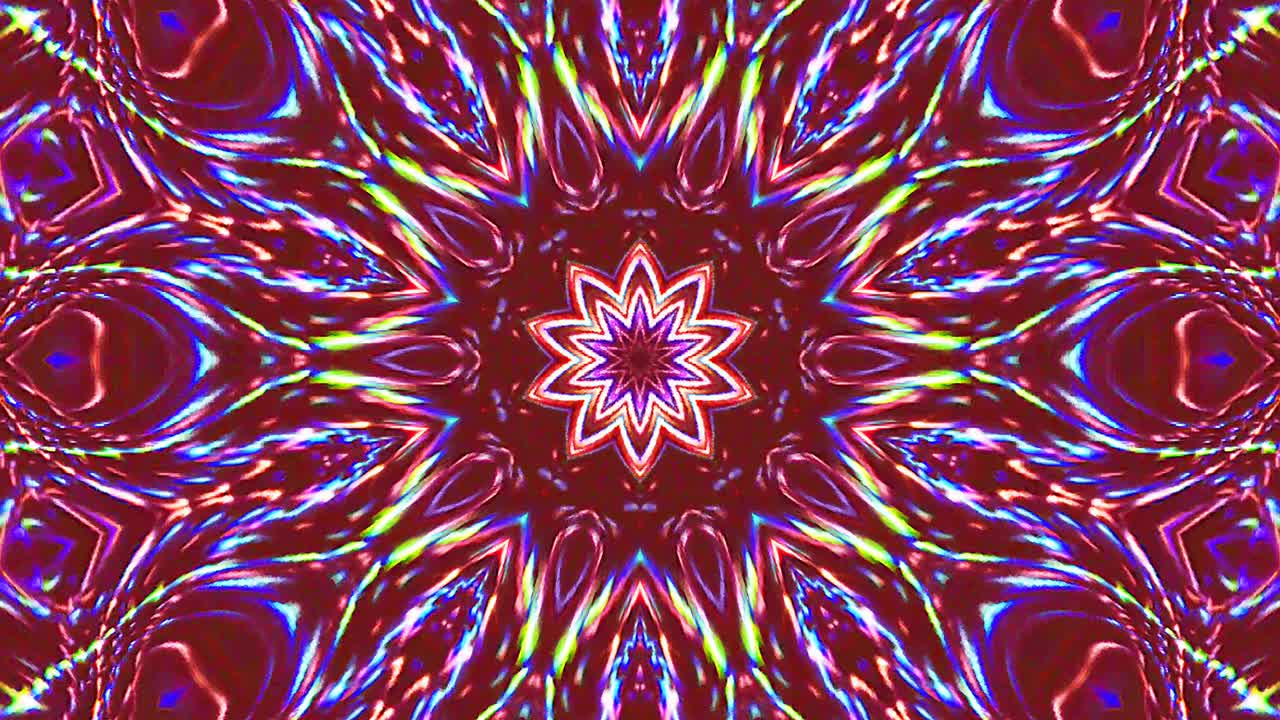 patrón de kaleidoscopio abstracto con colores rojos. mandala mágica. 4k