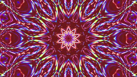 patrón de kaleidoscopio abstracto con colores rojos. mandala mágica. 4k