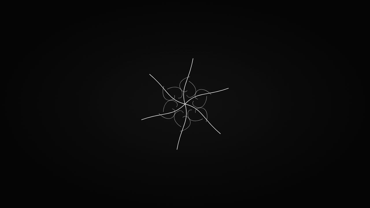 Minimalist White Geometric Flower Animation on Black Background