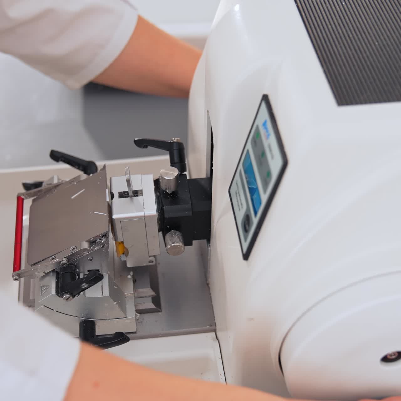 Collection for analysis disease in lab. Hands of doctor taking samples of blood tubes for analysis