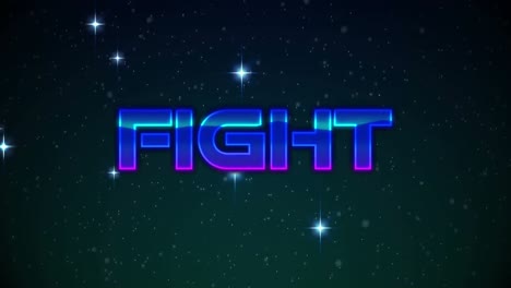 digital animation of fight text against shining stars on black background