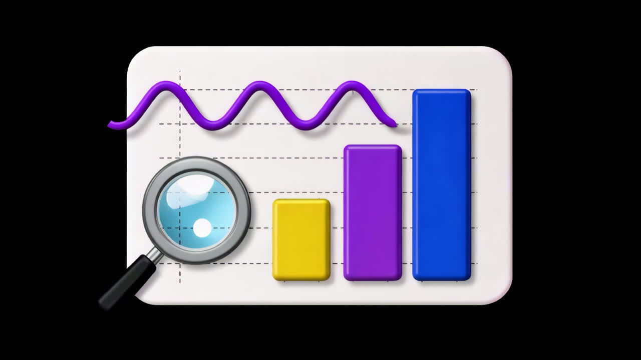 Magnifying glass animation isolated asset, transparent 4K video, alpha channel, ProRes 4444
