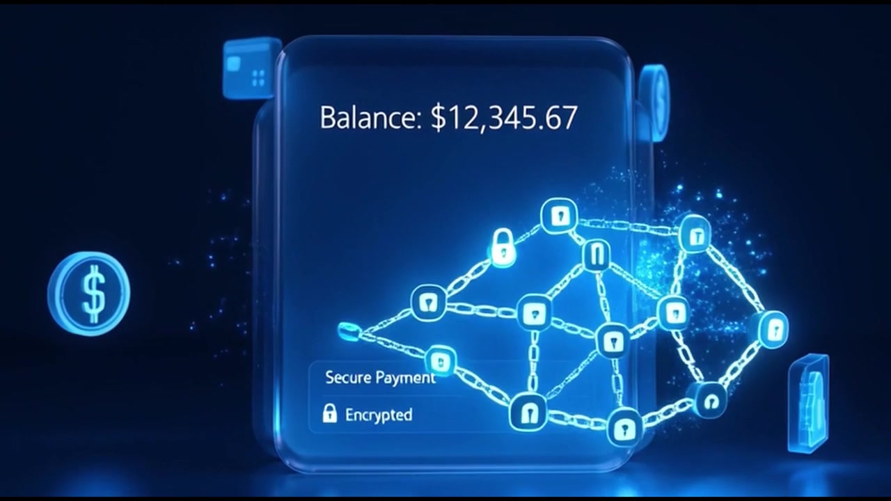 Digital Banking Interface Showing Secure Transaction and Account Balance