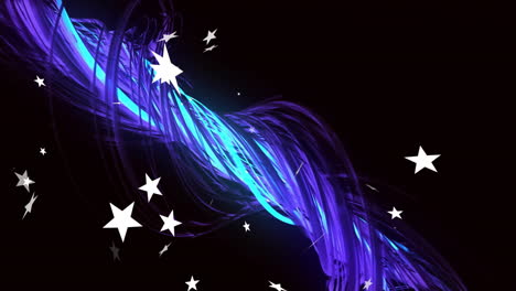 animation of stars falling over light trails on black background