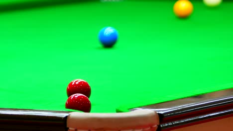 close up of snooker shooting on snooker table. game of snooker.