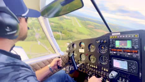 private pilot approaches runway aboard piper cherokee 180, final approach for landing in small plane