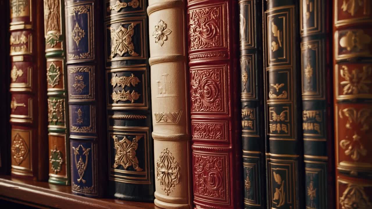 Il video cattura un angolo accogliente di una biblioteca pieno di libri, creando un'atmosfera serena