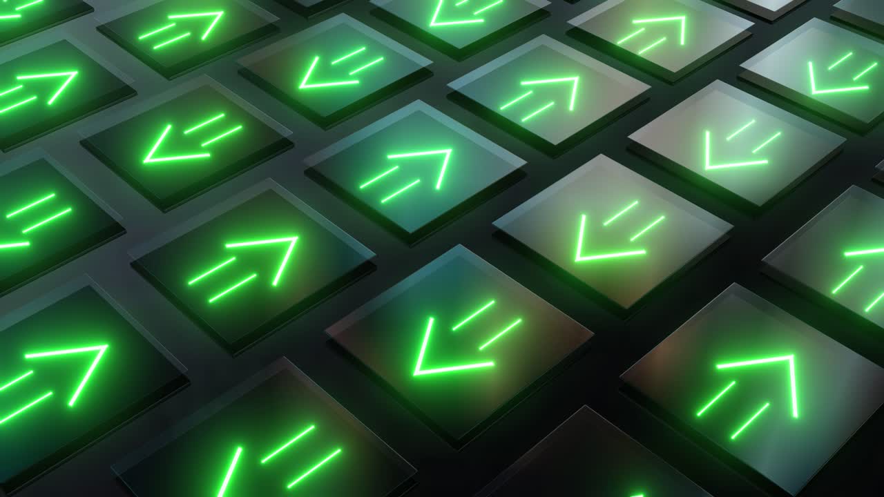 Neon Green Arrows on Dark Squares