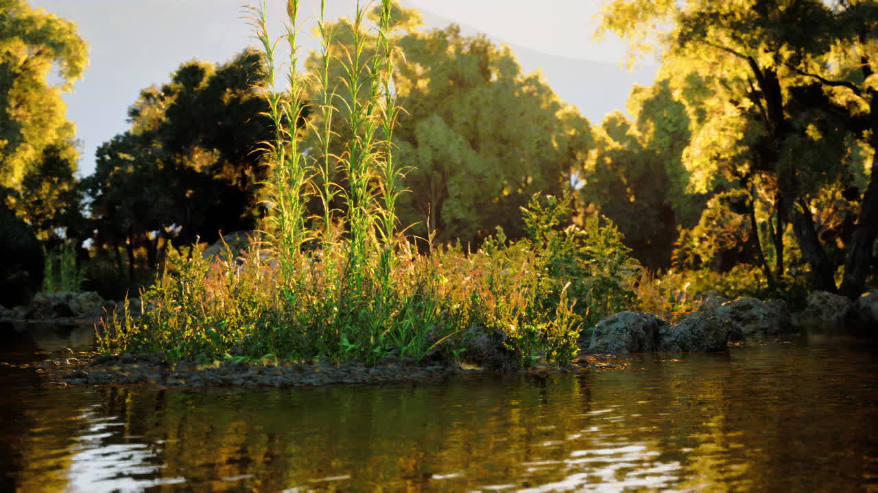 Tranquil Forest Lake at Sunset