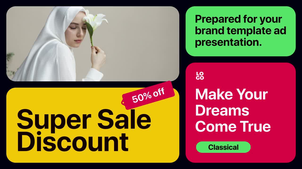 Creative multiscreen slideshow with engaging layouts to display photos and videos