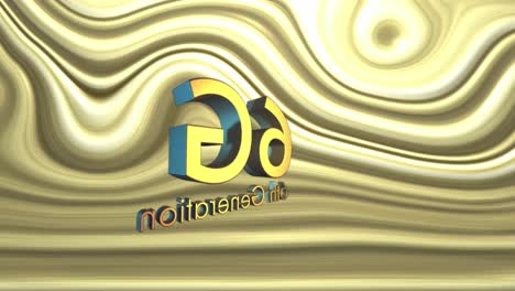 animación de texto de 6g sobre un fondo líquido dorado.