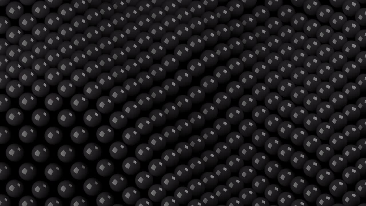bolas negras 3d movimiento ondulado en un fondo oscuro. simple movimiento gráfico animación en bucle