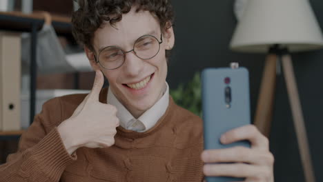 young man having a video call