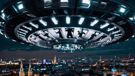 ufo over moscow at night with a jazz band