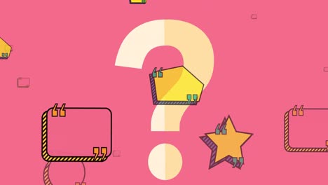animación de formas sobre el signo de interrogación en fondo rosa