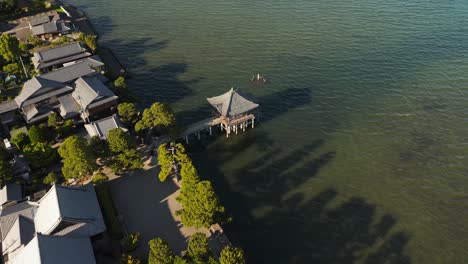 Ukimido-and-Mangetsuji-temple-in-Lake-Biwa,-Japan