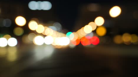 blurry traffic in city at night