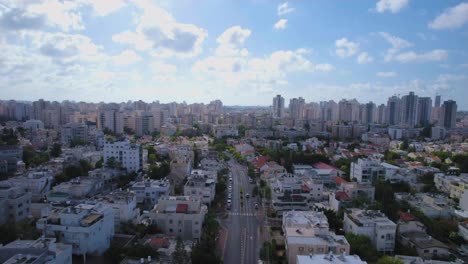 the city of holon and the residential areas in the city center with the skyline of the city building in the new neighborhoods