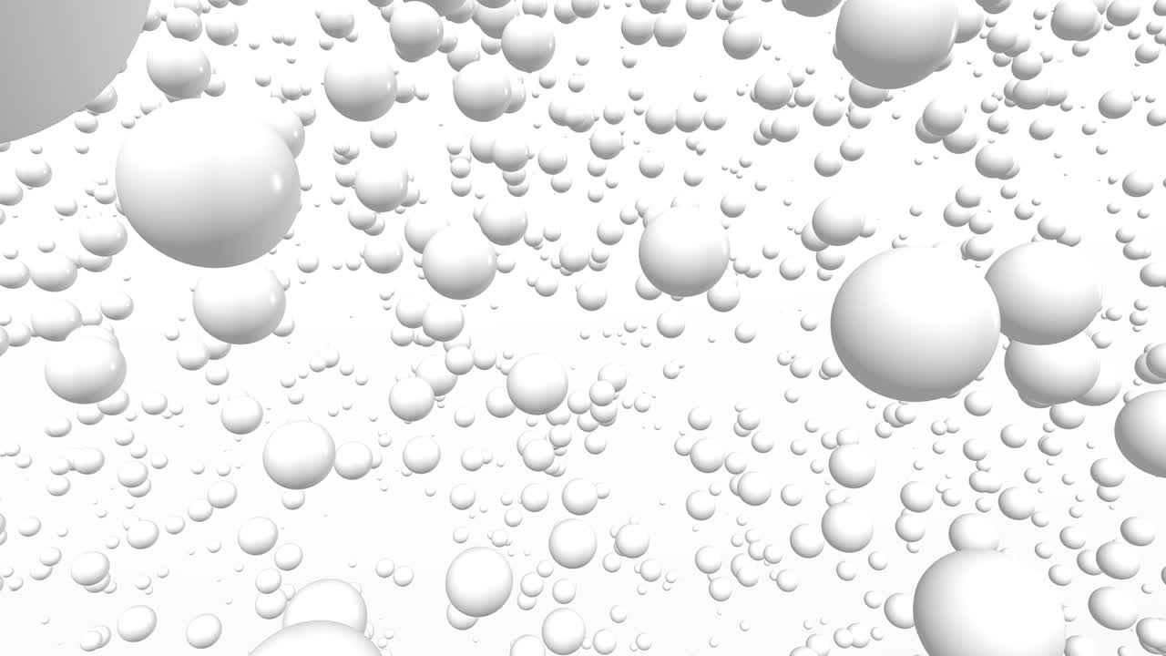 공과 거품을 가진 3d 애니메이션 비디오 4k