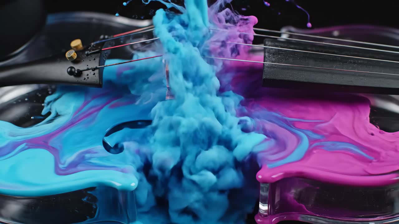 Violin Art with Flowing Paint