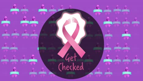 Animation-Des-Textes-„Get-Checked“-Mit-Rosa-Schleife-Auf-Violettem-Hintergrund