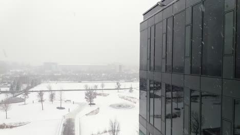 office building snow storm