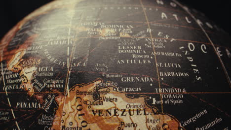 close-up of vintage world globe