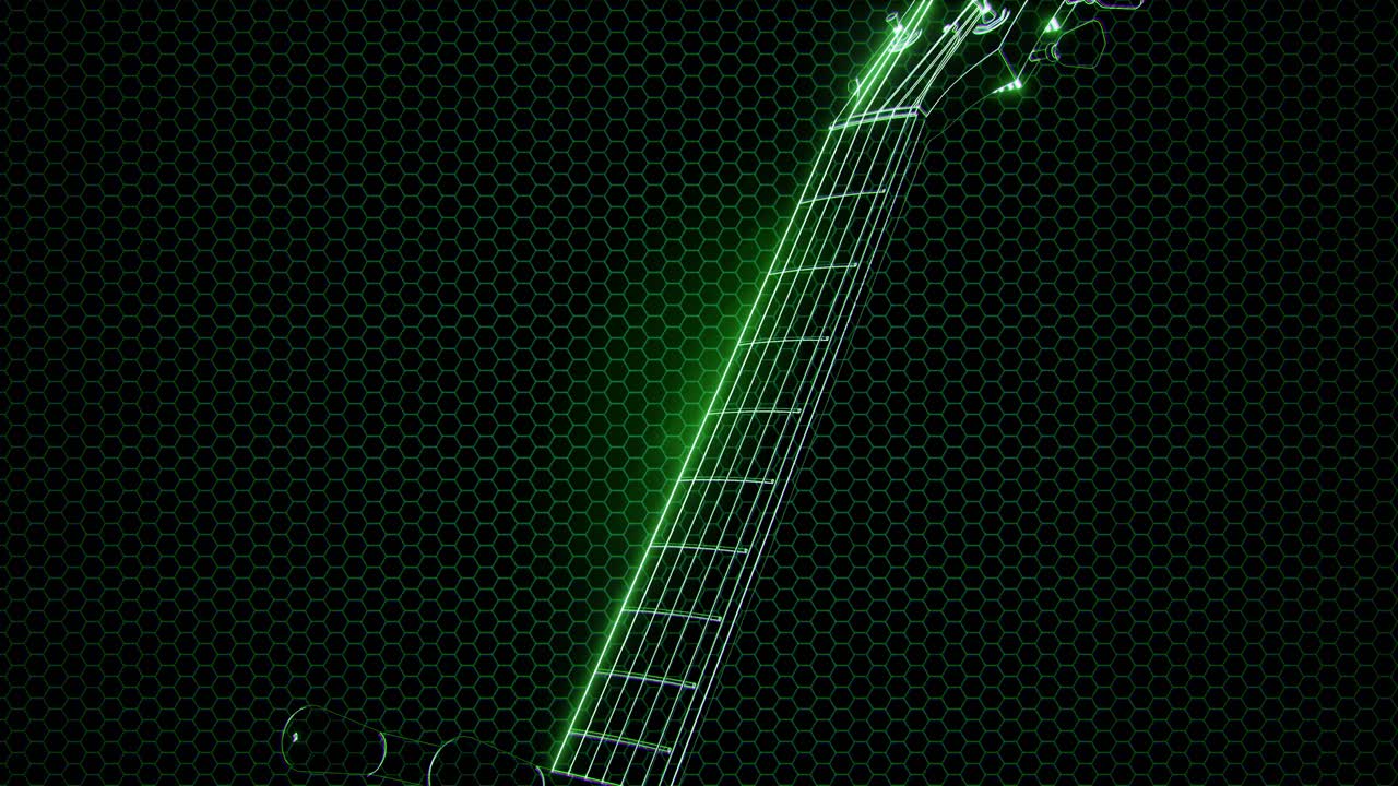 electric guitar in the hologram with bright lights