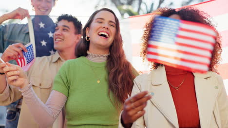 people celebrating with american flags