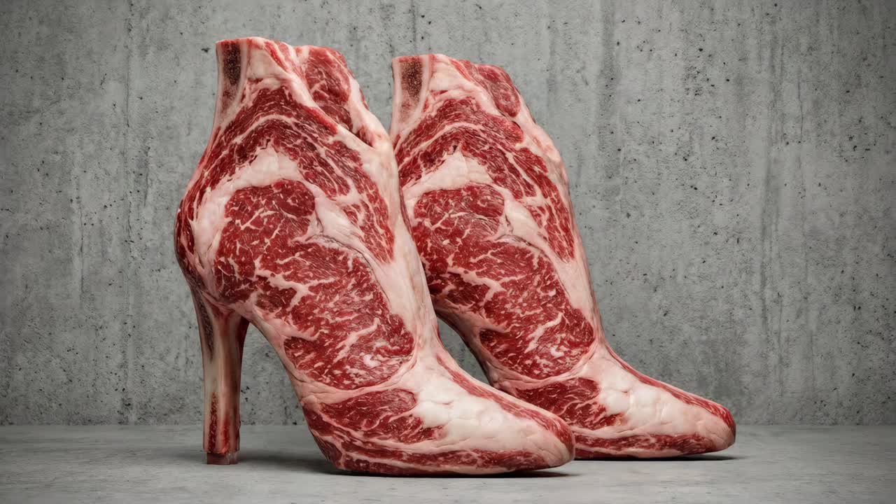 Scarpe col tacco alto a forma di carne
