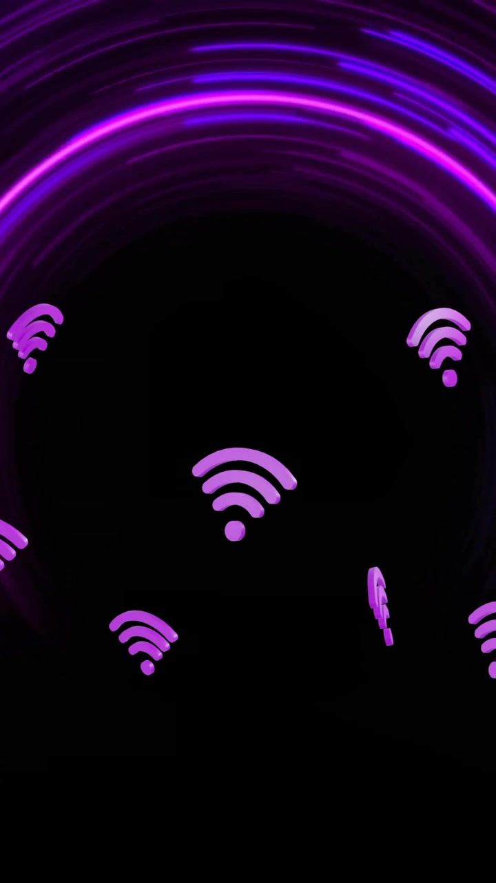 Animation of wifi icons over circles on black background