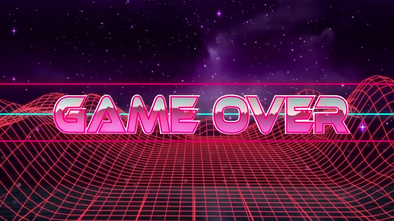 Animazione della schermata di Game Over in stile anni '80 retrò