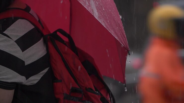 Water Droplets Falling Off Umbrella