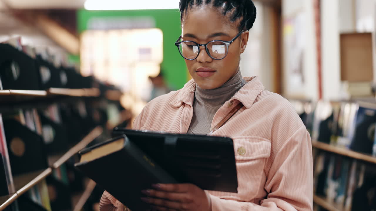 Young Woman Studying in Library