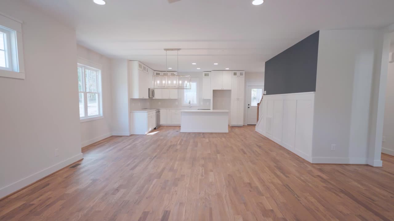 Modern open concept kitchen and living room interior design