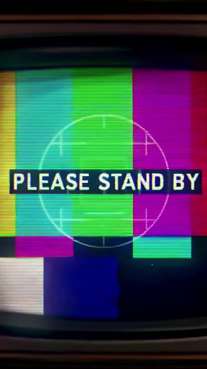 Vintage Television Screen with Please Stand By Message and Glitch Effects