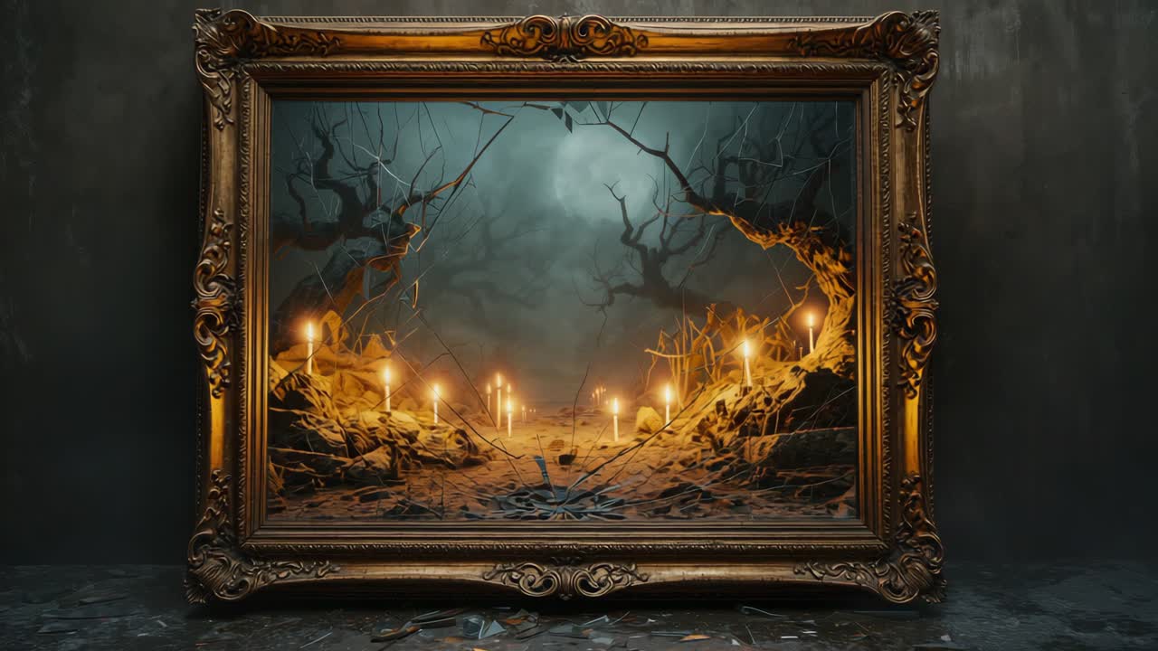 An Eerie Candlelit Landscape Painting