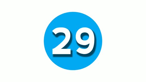 Number-29-twenty-nine-sign-symbol-animation-motion-graphics-on-blue-circle-white-background,cartoon-video-number-for-video-elements