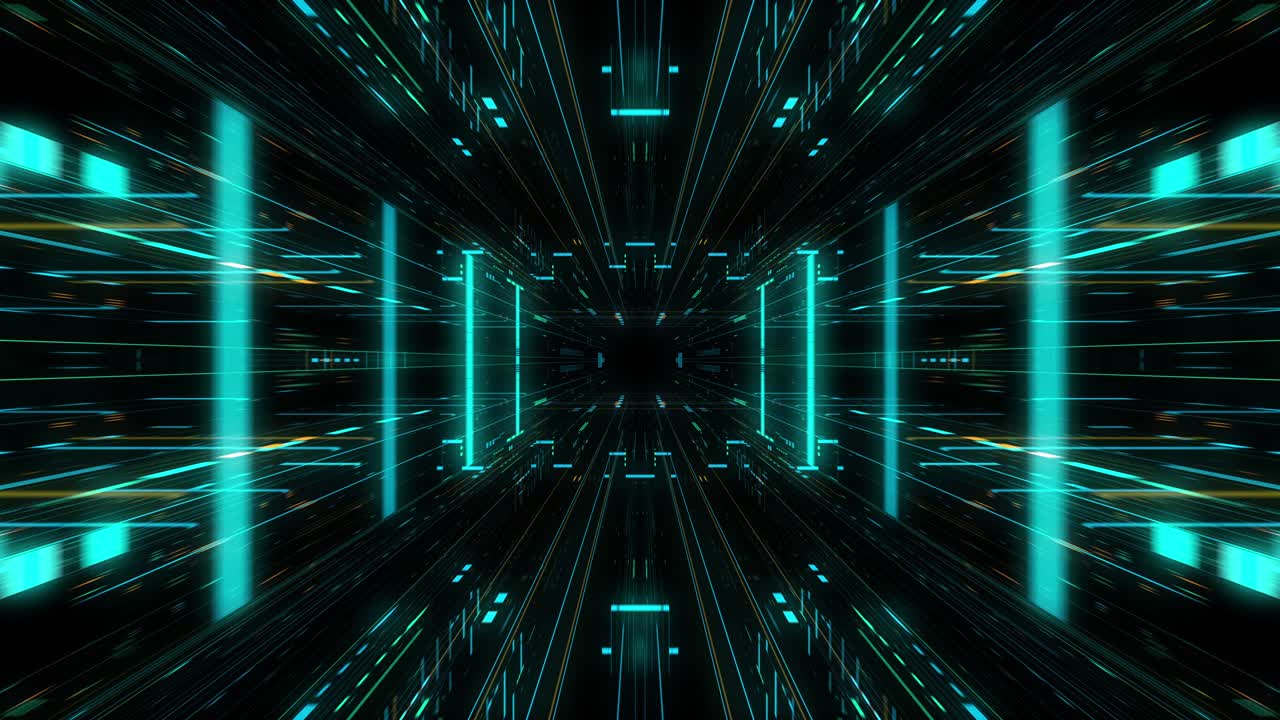 AI artificial intelligence and ML machine learning abstract concept, CPU GPU computing core with information streams. Data deep learning computer machine. Seamless loop, 3D render g