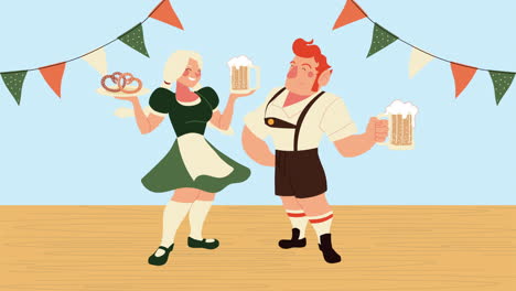 oktoberfest celebration with traditional bavarian costumes