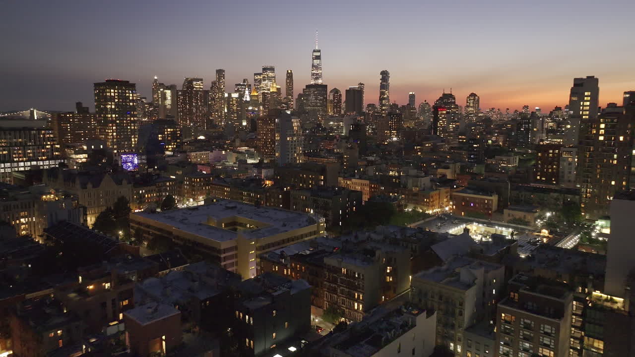 Shot in New York City at dusk looking south towards The World Trade Center.