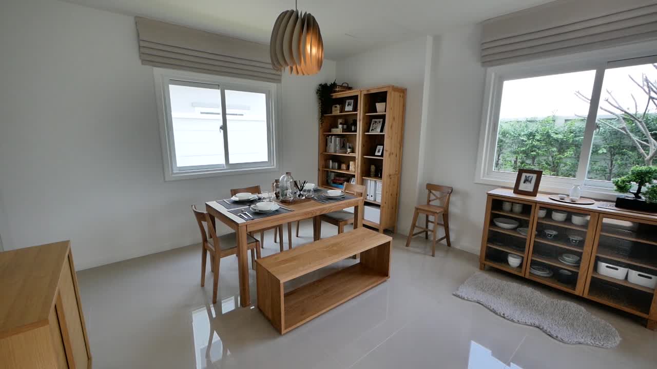 idea elegante y minimalista de decoración del hogar de planta abierta