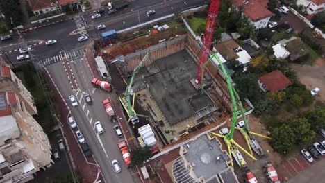 Aerial-view-of-skyscrapers-in-construction-with-city-view,-Tel-Aviv,-Israel