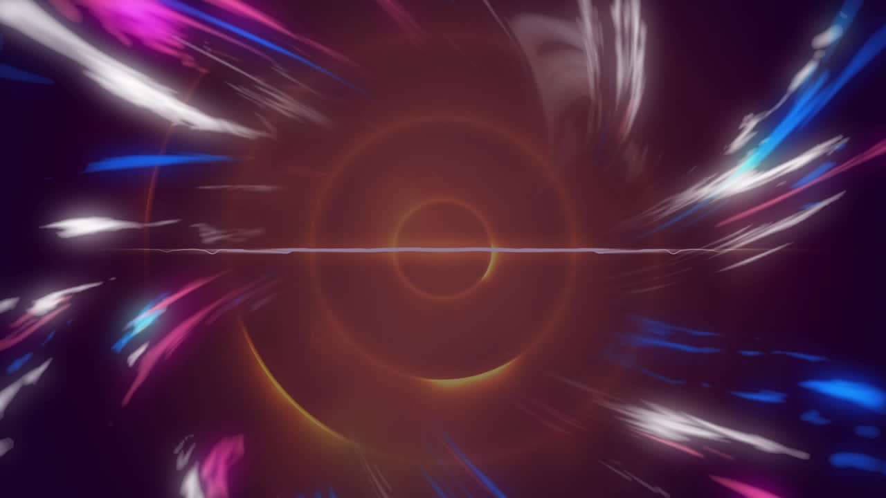 animación de senderos de luz brillante sobre círculos naranjas.