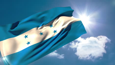 honduran national flag blowing in the breeze