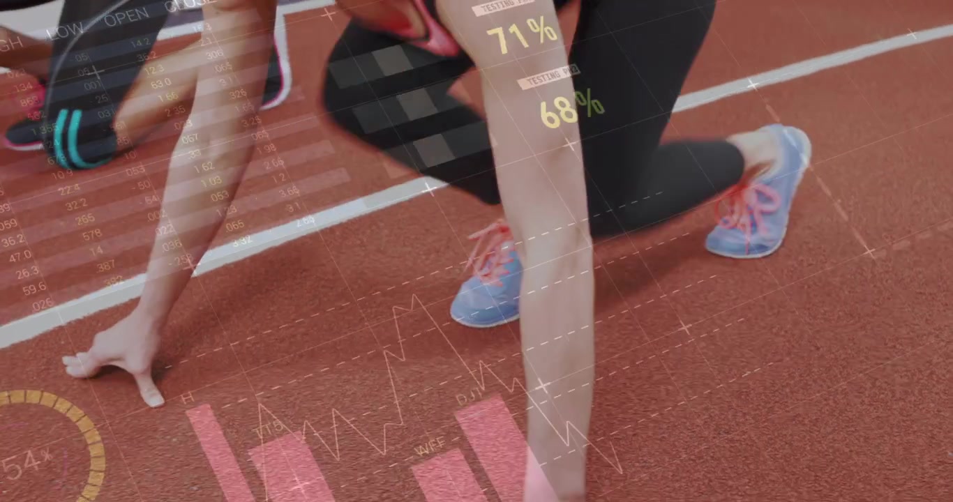 Animation of digital interface over women exercising