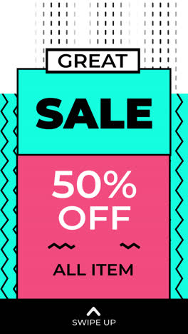 modern graphic design for a 50% off sale
