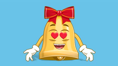 cartoon christmas bell love heart eyes with face animation alpha matte