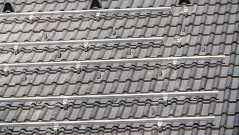 roof prepared for solar panel installation with steel pylons