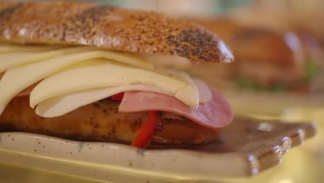 close-up of a delicious baguette sandwich